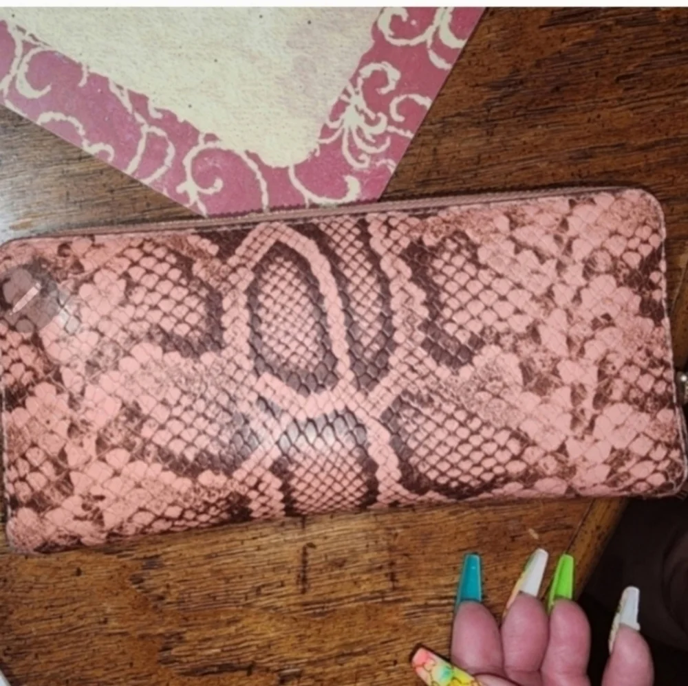 RARE Gorgeous Michael kors pink embossed python leather wallet
